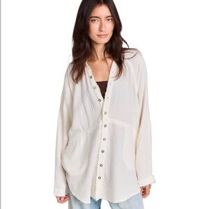 Free People All About the Feels Ivory Button Down Women’s Top, Size S